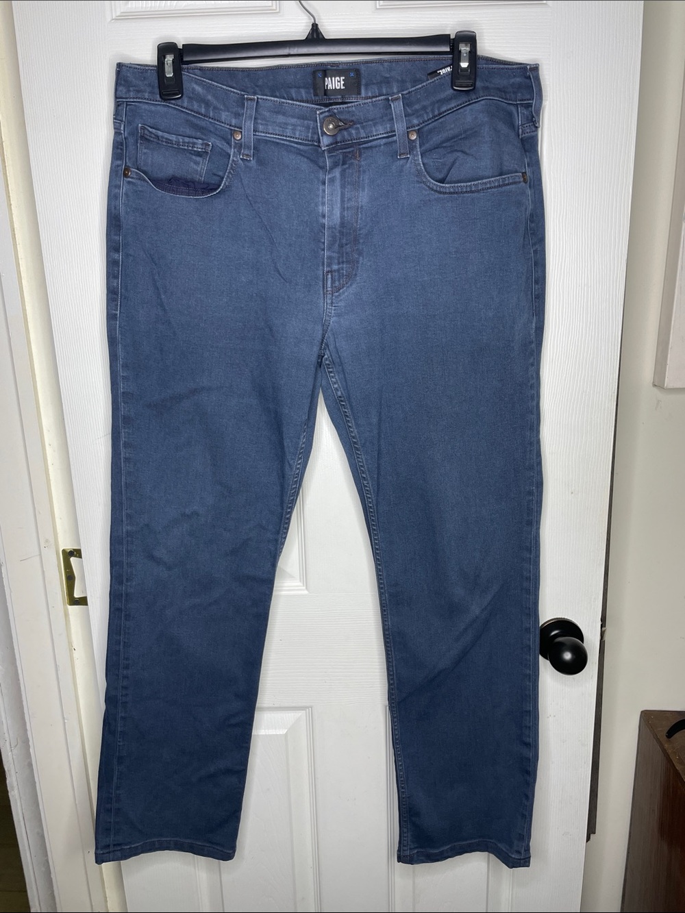 PAIGE Men's Medium Blue Straight-Leg Jeans. Size 36